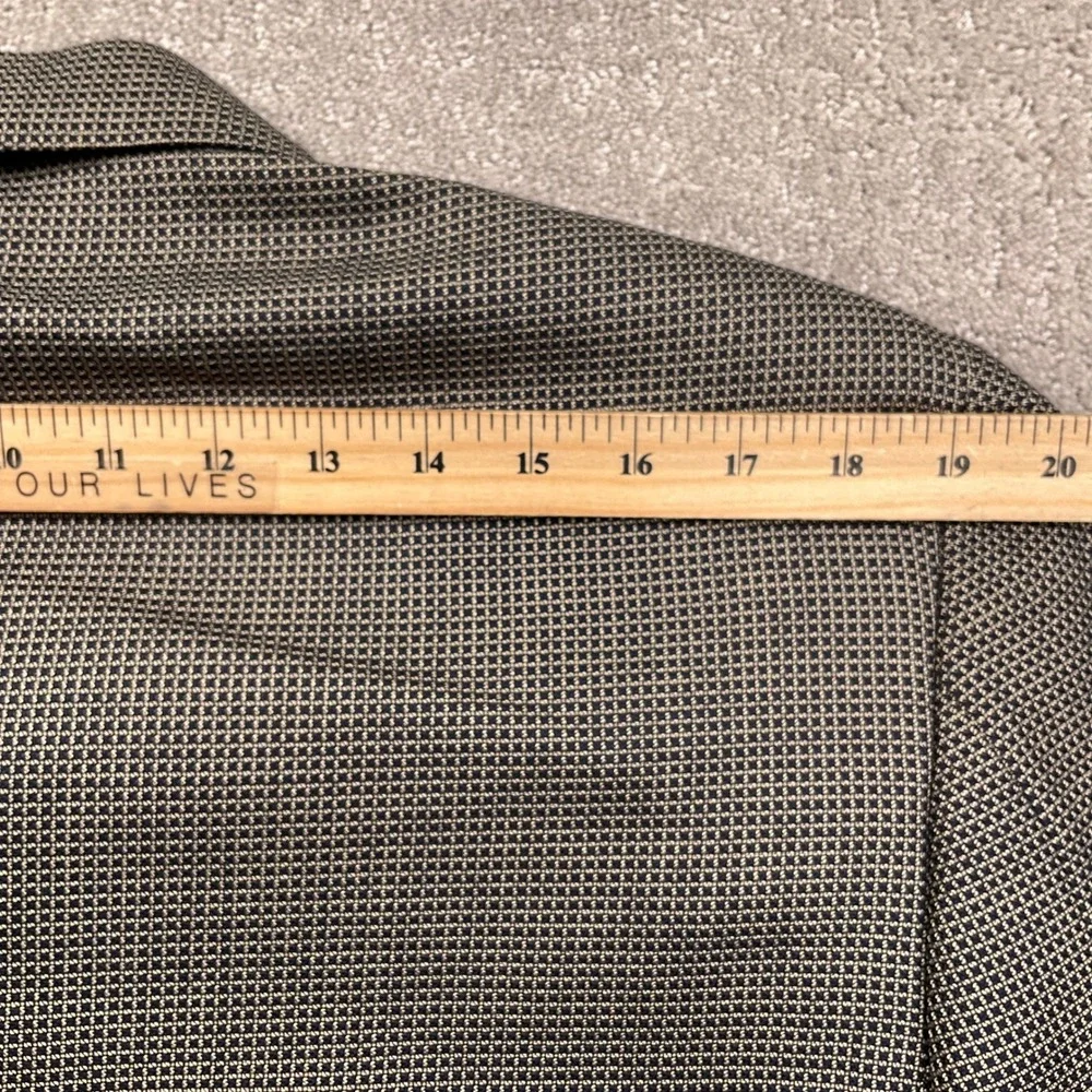 Canali Saks Fifth Avenue Blazer Mens 44L Black Beige Micro Square Silk Wool Coat